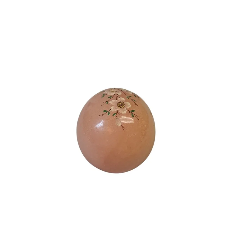 Vintage Decorative Alabaster Egg Made‎ In Italy Pink With Flowers